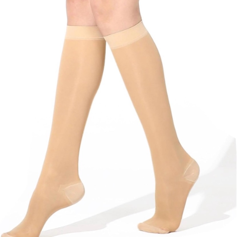 Womens Nude Compression Socks 2030 Mmhg Knee High Size LXl